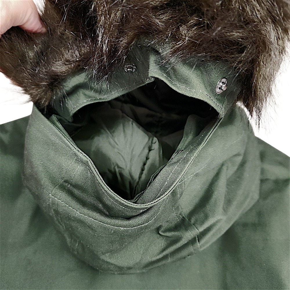 Seraphine Parka 2 Canvas Green Faux Fur Hood Down Fill Maternity Utility Jacket - Picture 9 of 12